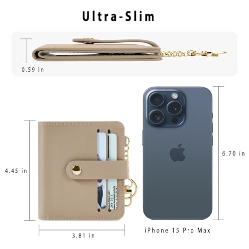 Image of Airkit Small Wallet Women RFID, PU Leather Card Holder with Keychain | Slim Compact Zipper Coin Purse for Ladies, Travel Holiday Gifts for Mom, Cute Mini Bifold Wallets