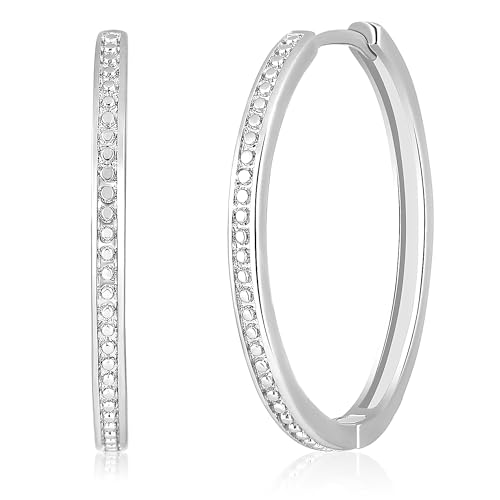 Image of Peora Silver Plated Cubic Zirconia Studded Hoop Earrings Trending Fashion Jewellery For Women & Girls
