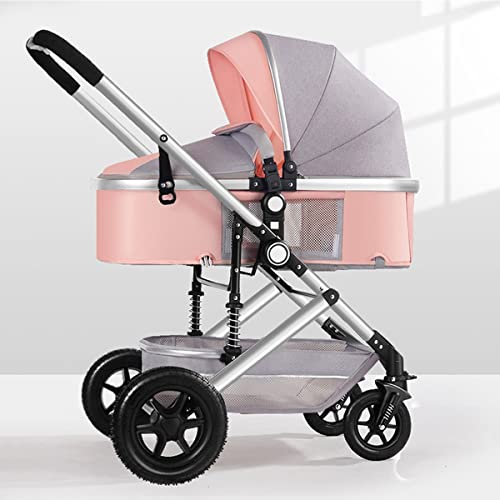 Carrollador único para niños pequeños 2 en 1 Modo para Dormir y Sentarse para bebés livianos para Explorar más como Familia, con Asiento de Cochecito Reversible (Color: Rosa)