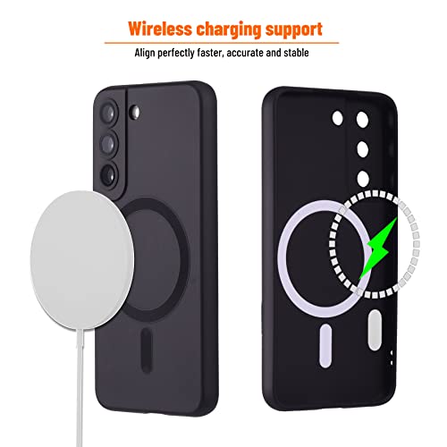 Image of Magnetic Case for Samsung Galaxy S21 Plus, Soft Silicone Phone Case with Camera Protection, Anti-Scratch S21 Case Compatible with MagSafe, Black