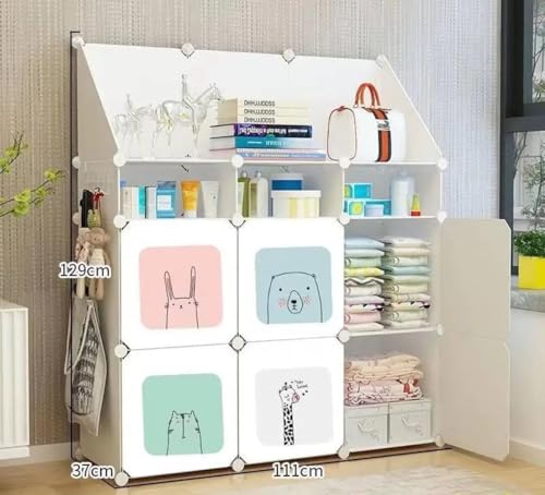 Image of 6- Door Baby Foldable Wardrobe for Clothes Storage, Kids Almirah for Clothes, Cupboard for Clothes Storage Collapsible Wardrobe for Kids Clothes /Toys /Books (White)