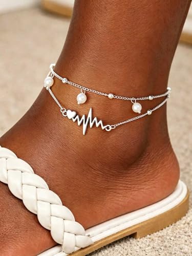 Image of Yalice 925 Sterling Silver Ankle Bracelets for Women Dainty 14K Gold Plated Anklets Set Shiny Waterproof Ankle Chain Cross Beach Foot Jewelry Gifts