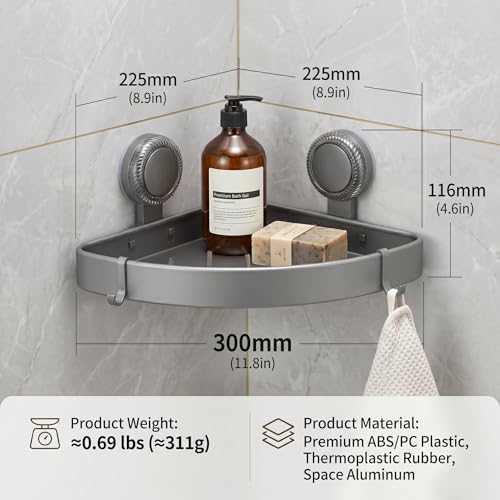 2-Pack-Corner-Shower-Caddy-No-Drill-Aluminum-Suction-Cup-Shelves-Rustproof-triangle-shelves-use-suction-cups-for-no-drill-damage-free-storage-of-shampoo-and-shower-essentials