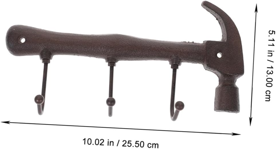 Vintage Hammer Shape Wall Mounted Coat Hooks 2pcs Industrial Style Iron Coat Hanger Rack with Screws for Home Entryway and Bathroom Organization