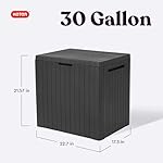 Keter City 30 Gallon Resin Outdoor Storage Box and Patio Storage Box Side Table for Pool and Garden Accessories, Dark Grey - Image 2