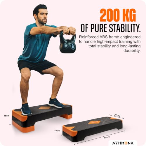Image of Adjustable Multi-Level Aerobic Stepper Ultimate Equipment Gym Stepper for Home Workout | Enhance Stability, Flexibility, Strength | Home Cardio Exercise Aerobics Stepper for Women and Men