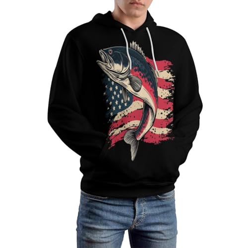 Pullover casual 3D print de haute précision et graphisme drapeau américain vintage