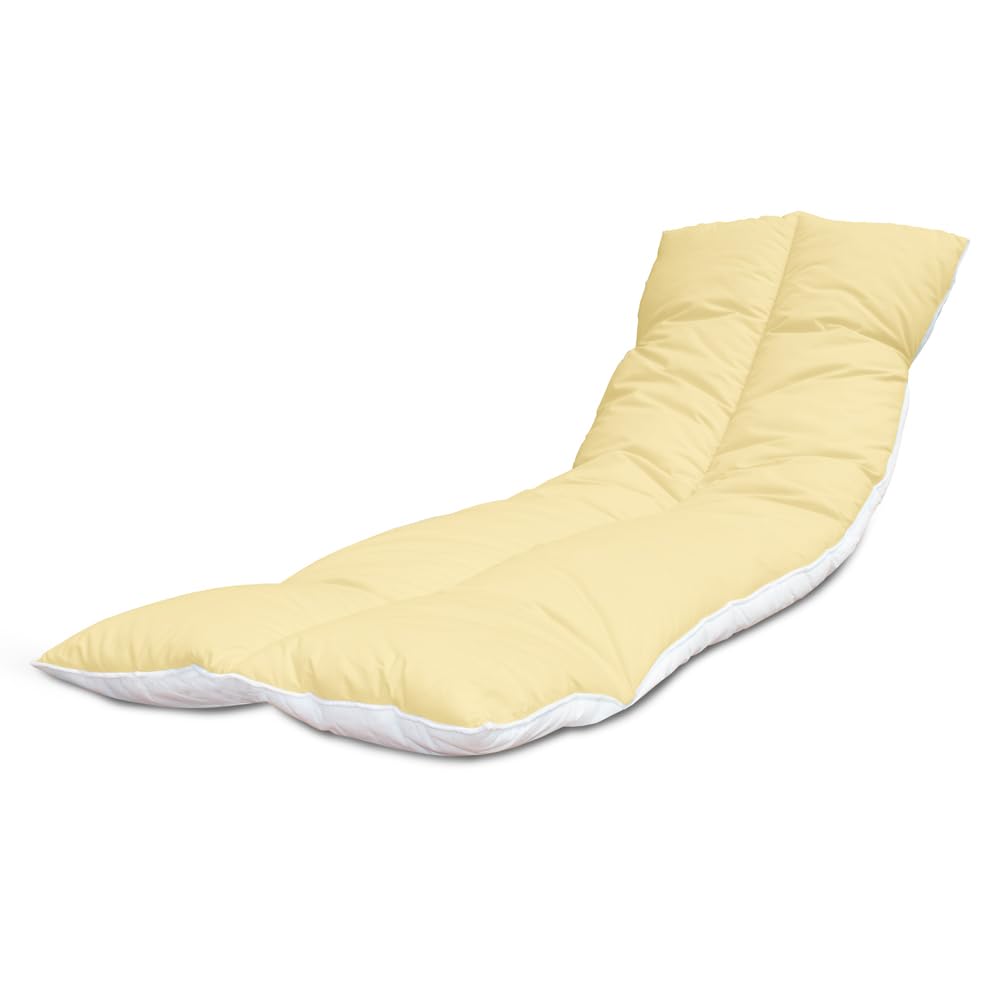 Lancashire Textiles Sun Lounger Cushion Folding Sunlounges Chair Cushions Topper Pads Reclining Home Garden Furniture Outdoor Cushion 190cm (Yellow, 60 X 190 CM (Pack of 2)