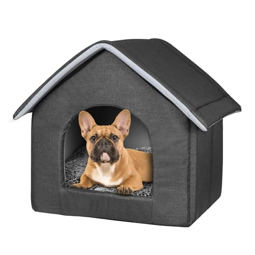 EUGAD Hundehöhle kleine Hunde, Katzenhöhle große Katzen 52x46x52cm M, Hundehaus drinnen indoor, Hundehütte Stoff, Katzenhaus winterfest, Kuschelhöhle , Schlafhaus Haustierhaus zuhause, Grau 0012GD