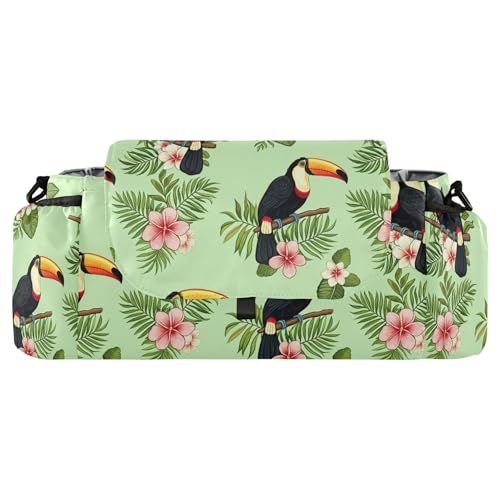 Burbuja Tropical Toucans Stroller Organizer with Insulated Cup Holders, Non-Slip Stroller Caddy Universal Fits Most Strollers, Nursery Accessories