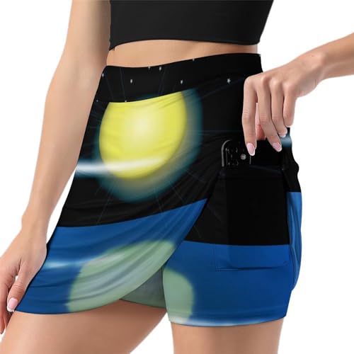 Jupe short de golf avec poche fonctionnelle Étoile De Lune mini jupe sport respirante pour femme