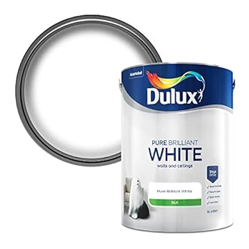 Dulux Silk Emulsion Paint For Walls And Ceilings - Pure Brilliant White 5 Litres