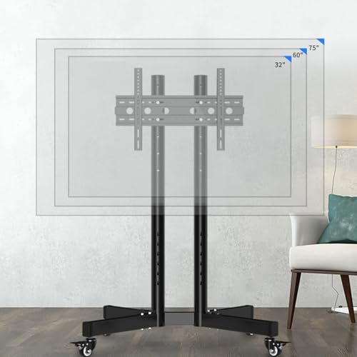 Soporte móvil para TV 32–75 pulg con ruedas y ajuste altura miniatura 1