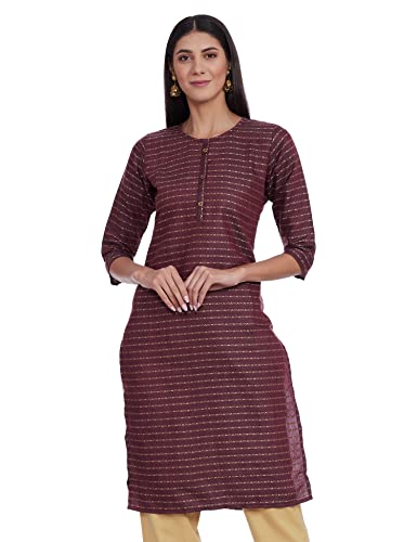 Image of Shiv Textiles Women's Cotton Regular Fit Fashion Kurti (Nikall Maroon 4XL)