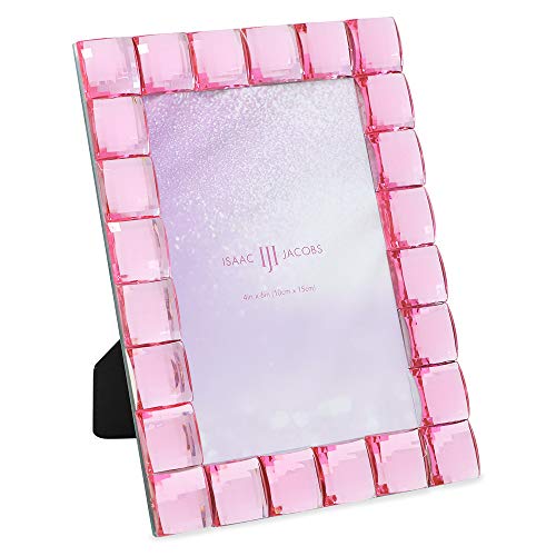 Isaac Jacobs Decorative Sparkling Light Pink Jewel Picture Frame, Photo Display & Home Décor (4x6, Light Pink)