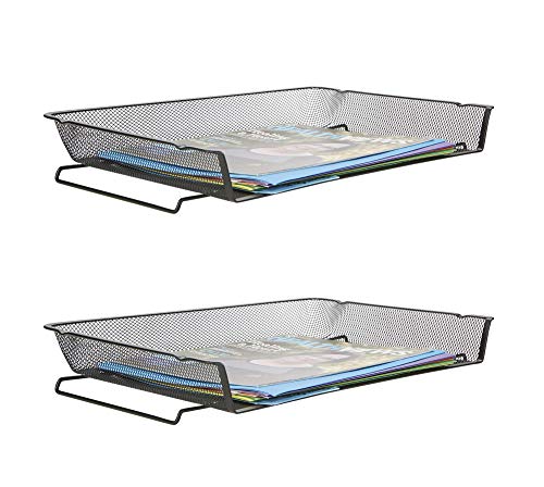 Mind Reader ASTACK2-BLK Stackable Letter Legal, Tray Mesh Desk, Document Holder, Magazine Storage, Desktop File Organizer, Black 2 Piece