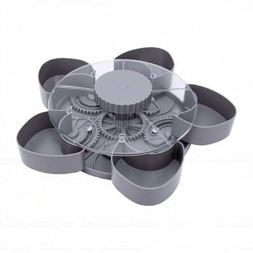 Plateau à collations multi-compartiments rotatif gris avec couvercle hermétique GOWENIC