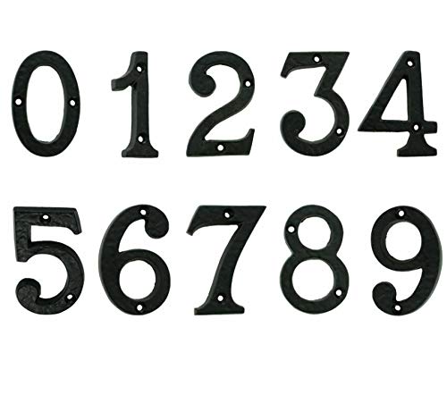 SISI UK® Black Cast Iron Numbers Front House Door Numbers with Antique Finish 3'' with Screws (Number 6)