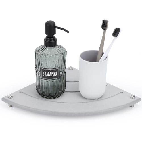 Image of Segbeauty Corner Counter Shelf, 9.85in Water Absorbing Stone Drying Mat for Kitchen Counter, Instant Drying Stone Tray Dish Sponge Holder, Fast Drying Diatomaceous Bathroom Counter Corner Organizer