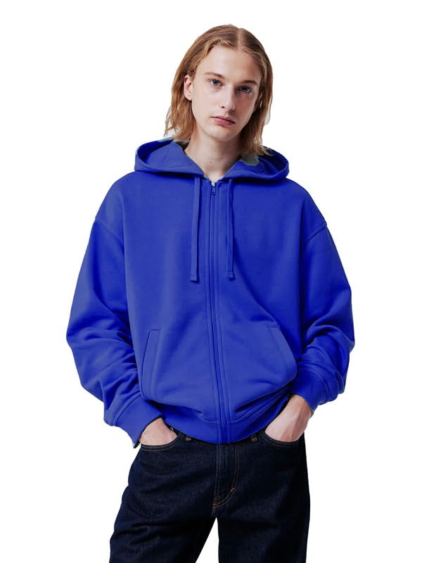 Image of Besick Premium Cotton Solid Relaxed Fit Zipper Hoodie for Men