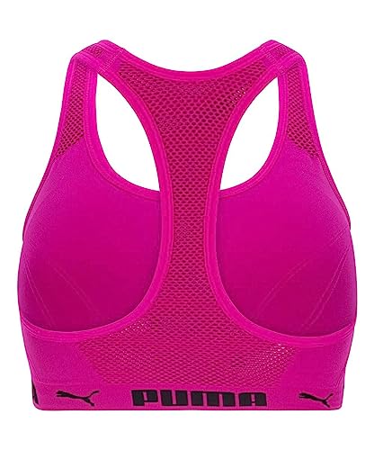 PUMA Women's Seamless Breathe Sports Bra, Dark Pink, Medium
