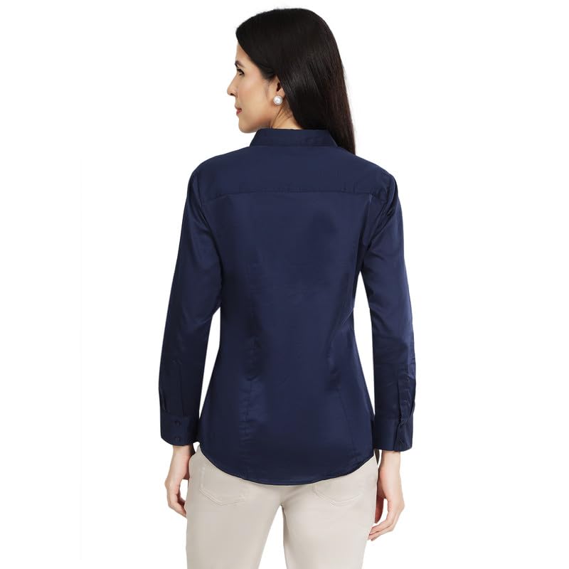 Image of Women'S Full Sleeve Formal Shirt | Regular Fit Office Wear Top | Button Down Collared Blouse Workwear for Business, Meetings & Office Wear White XS