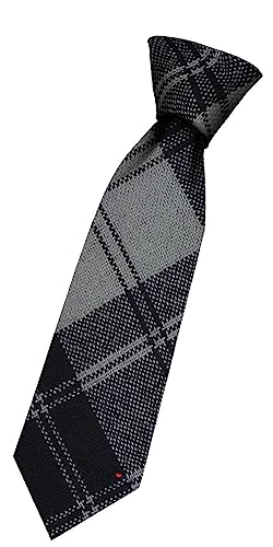 Cravate en laine pour garçon Douglas Grey Tartan tissée en Écosse