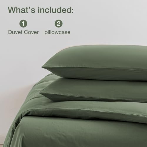 Jellymoni Green Duvet Cover Queen Size - 100% Washed Cotton Linen Feel Textured Comforter Cover, 3 Pieces Breathable Soft Bedding Set thumb #7