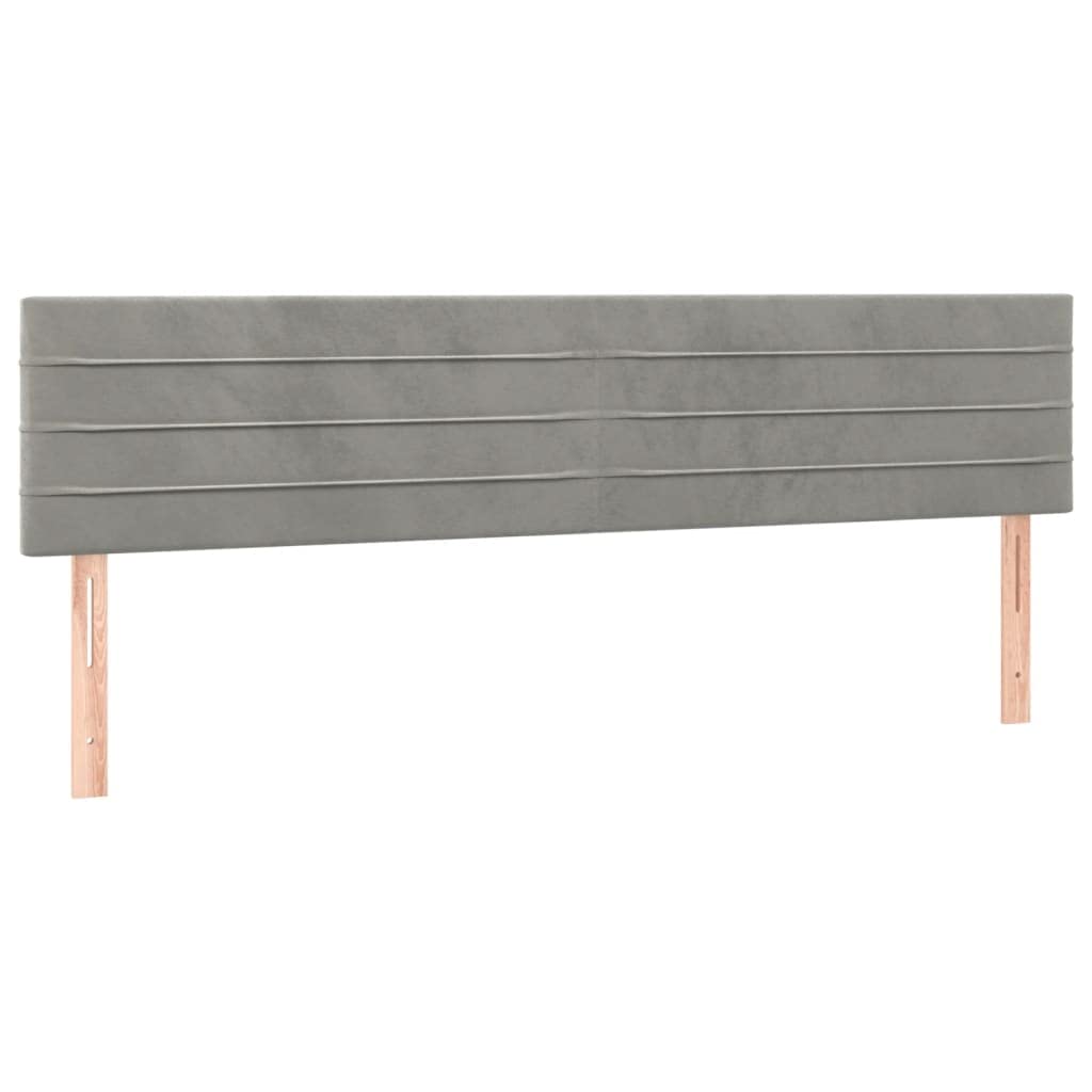 Łóżko kontynentalne z materacem, jasnoszare, aksamitne, 120 x 190 cm, tapicerowane łóżko z regulowanym zagłówkiem, miękka nakładka na materac, stabilna rama łóżka, idealna do łóżka