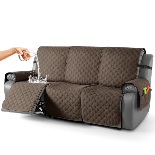 Image of TAOCOCO 100% Waterproof Recliner Sofa Covers Reversible, Brown