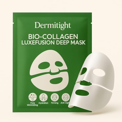 DermiTight Bio Collagen Face Mask (Pack of 1) | Korean Glass Skin Overnight Face Mask Sheets with Hydrogel, Collagen, Hyaluronic Acid | Face Mask for Women and Men | Supports Hydration, Anti-Aging & Pore Minimizing
