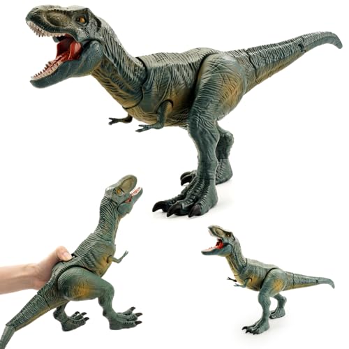 BIGSENYAO Big T Rex Dinosaur Toys - 14", Tyrannosaurus Rex Action Figure with 2 Function Buttons and Movable Joints, Realistic Dinosaurs Figures for Kids, Trex Toy for Boys and Girls