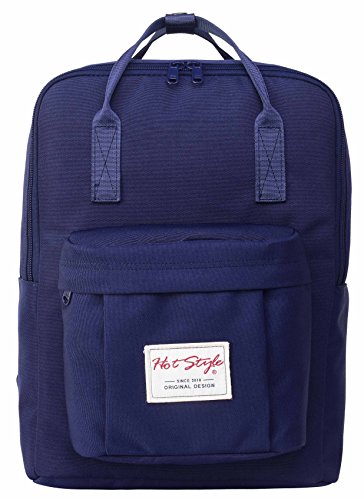 BESTIE Medium Backpack for Women & Teen Girls, Floral Bookbag Cute for School, College and Travel, NavyBlue