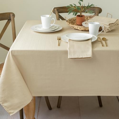 Benson Mills Cameron Textured Fabric Table Cloth, for Everyday Home Dining, Parties, Weddings & Holiday Tablecloths (60
