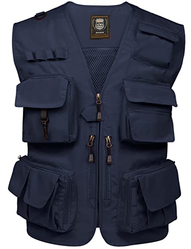 PEHMEA gilet pêche utilitaire à poches pour hommes, Marine, X-Petit