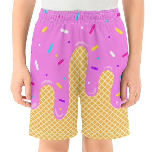 Ice Cream Boys Baseball Shorts Kids Elastic Waist Track Short Pants Summer Sports Active Graphic Drip Shorts2