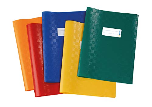 Herma - Copertina per quaderni, ricoperta con struttura fai-da-te e etichetta scrivibile, in pellicola di polipropilene resistente e lavabile 5 pz DIN A4 Piccolo set colorato.
