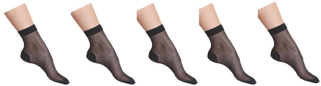 Alexa India- 5 pair pack of black Sun protection transparent ladies socks