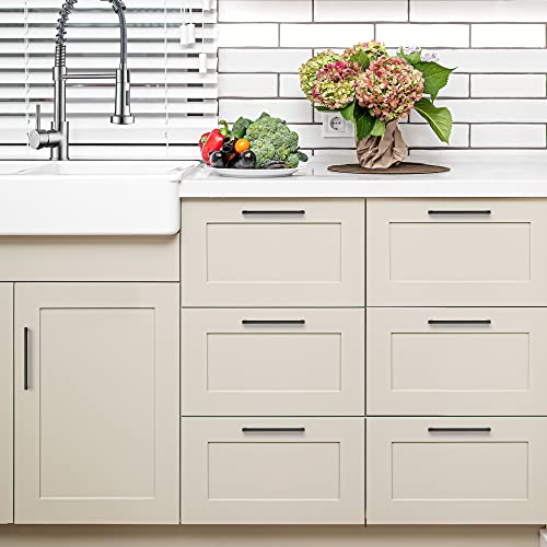 Image of Ravinte 10 Pack Matte Black Cabinet Pulls, 6-1 /4 Inch (160mm) Hole Center Slim Kitchen Handles, Square Drawer Pulls for Cabinets & Cupboards, Hardware