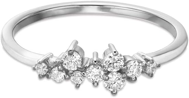 Round Cut Diamond Cluster Engagement Ring For Women's 14k Gold Finish Stackable Diamond Ring, White Diamond Wedding Band, Engagement Ring