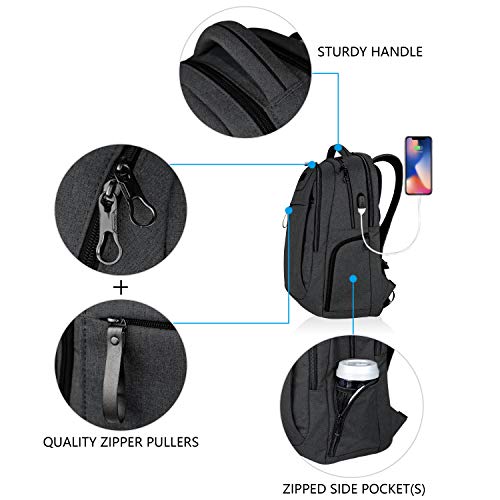 Kroser Laptoprugzak, voor laptops van 15,6 - 17,3 inch (39,6 tot 43,9 cm), waterafstotende schoolrugzak, dagrugzak, met USB-aansluiting, geschikt voor op reis, kantoor, school, uniseks 17,3 inch - Image 5