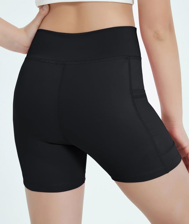 EXARUS Girls 4" Volleyball Dance Shorts with Pockets Youth Biker Spandex Shorts High Waisted - Image 5