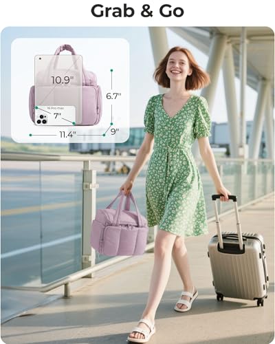 BAGSMART Travel Toiletry Bag for Women with Puffy Water-Resistant Fabric, Roomy Makeup Bag Organizer for Travel-Sized Toiletries & Accessories, Black4