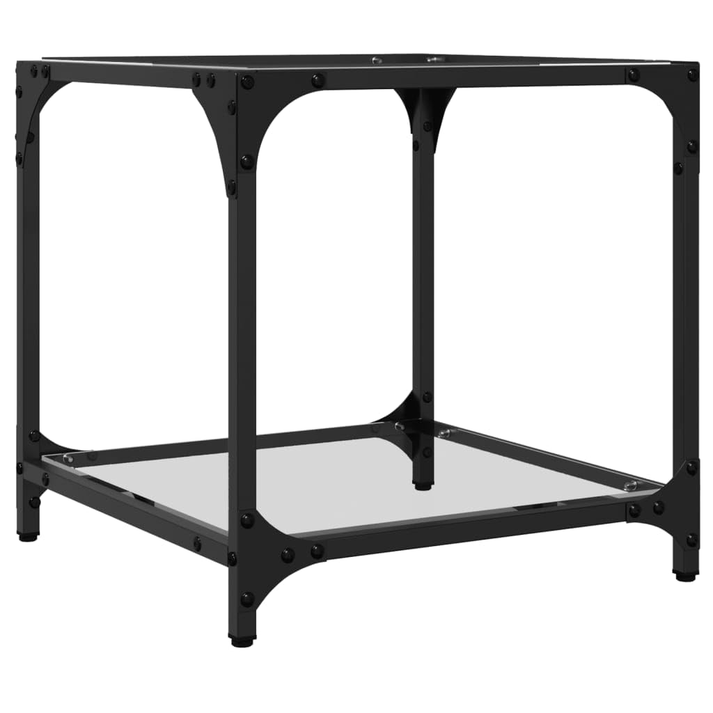 Mesa de centro de cristal transparente, 40 x 40 x 40 cm, estructura de acero, diseño moderno, mesa de salón para aperitivos, bebidas, artículos decorativos, fácil de limpiar