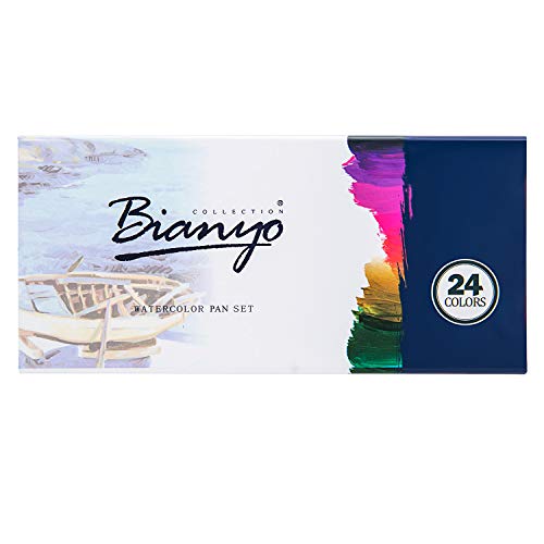 Bianyo Watercolor Paint Set with 24 Colors Watercolor Paper Brush Gift Travel Case Watercolor Set for Students Artists Kids Fun Arts Craft Projects - Thumbnail 2