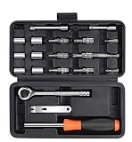 DNA MOTORING TOOLS-88888 20 Piece Auto Repair Tool Set, Includes Screwdriver, Hex Socket, Ratchet Hand Tools, Perfect for Headlight Replacement and Headlight Installation, 1 Kit, Orange