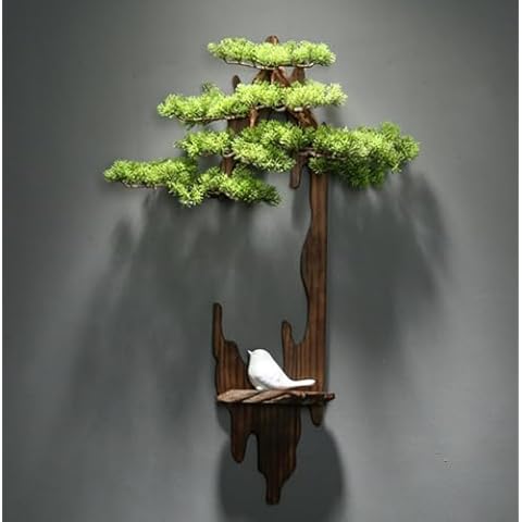 Quepiem Artificial Hanging Wall Plants Set, 3D Wall Art Decor, Chinese Wall Hanging Paintings for Home Entrance Hallway Bedroom Indoor Decorations (1pcs,70 * 40cm) Cover