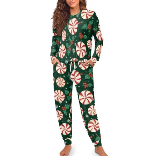 Image of Women's Pajamas Set Soft 2 Piece Loungewear Long Sleeve Pj Set Matching Sleepwear with Pockets for Women Plus Size