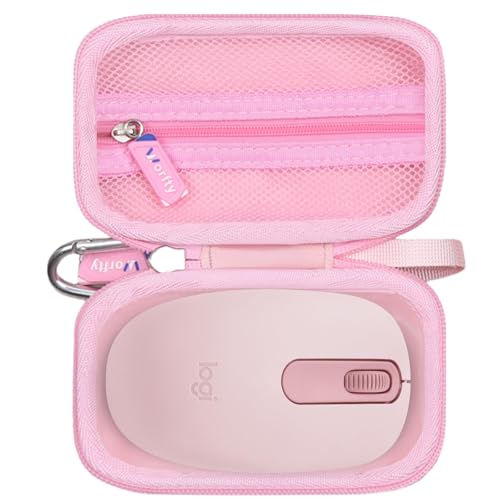 worfty Hard Mouse Case for Logitech M196/ M317/ M325 for TECKNET for HP 400 Quiet Silent Wireless Mouse Universal Hard Shell Storage Case (Pink)