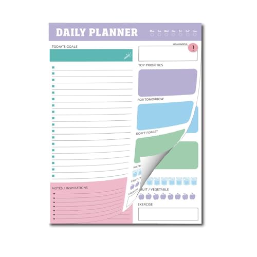 Daily Planner Notepad– 60 Sheets To-Do List Pad with Goals,